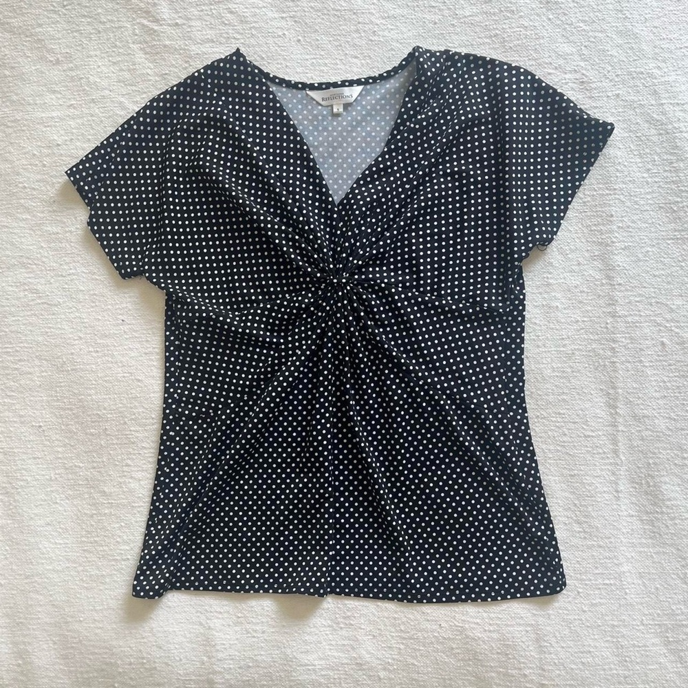 Vintage Wrap Front Polka Dot Top 🍒
